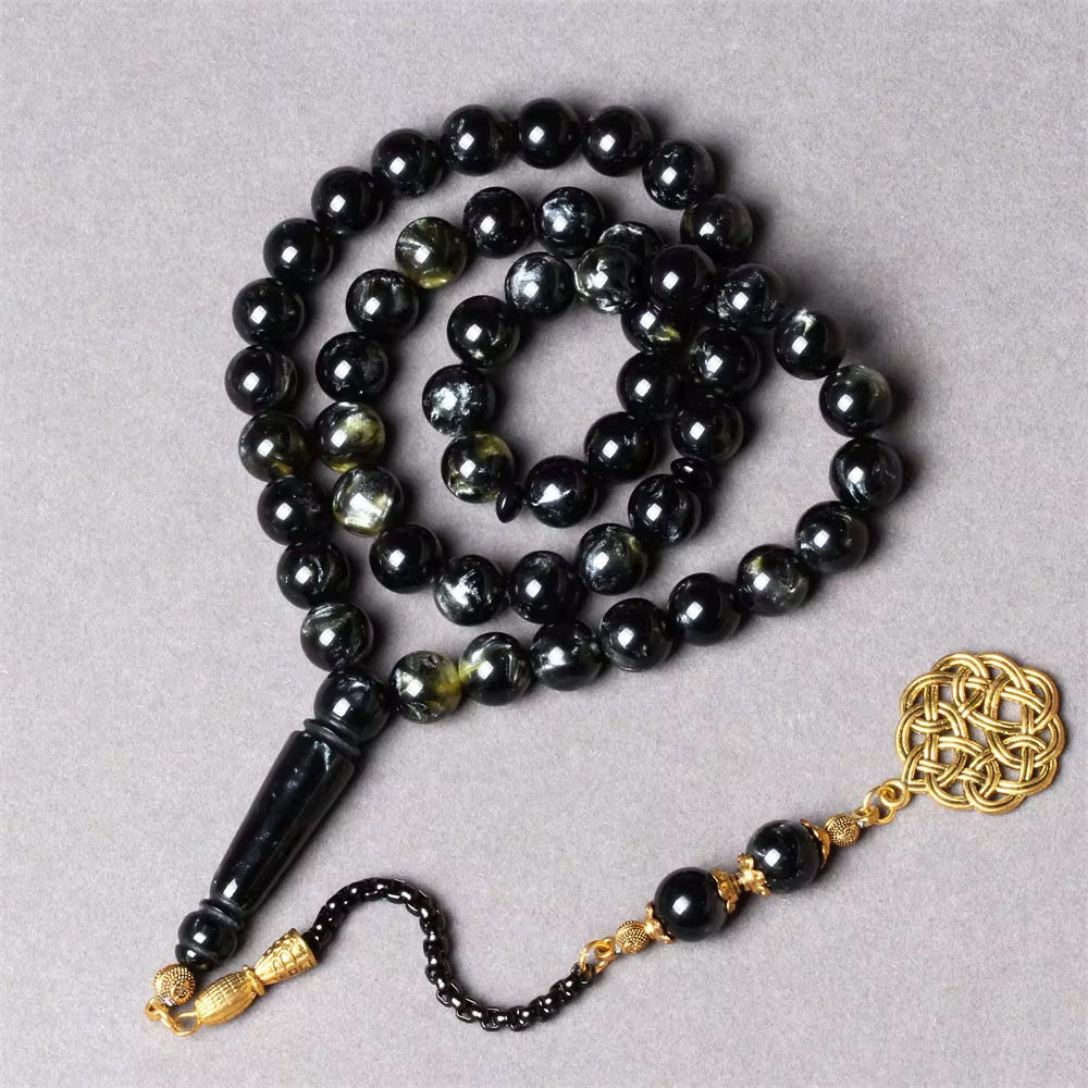 اسود وعشبي أنيق كركوشة ذهبية