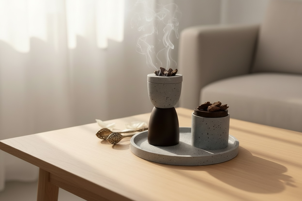 طقم مدخن وحافظة بخور